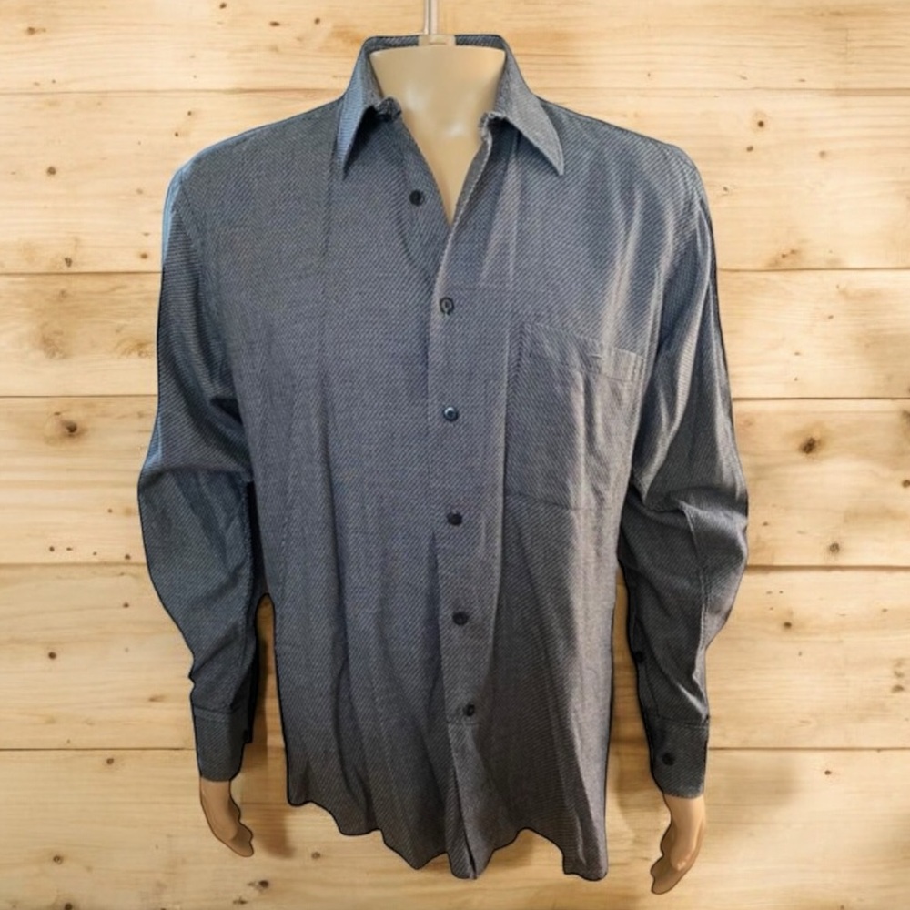 5 for $25 Ike Behar New York tweed chevron button down long sleeve shirt M